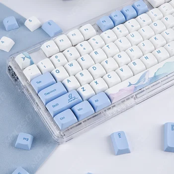 133 Клавиши Blue Whales PBT Keycaps для механической клавиатуры MX Switch Сублимация краски Тема океанской волны Сублимация краски
