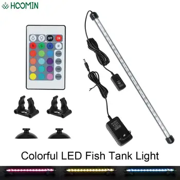 EU Plug Fish Tank Light Bar 5050 RGB LED Декоративное Освещение Пульт Дистанционного Управления 28 см 48 см Водонепроницаемый Аквариумный Погружной Светильник