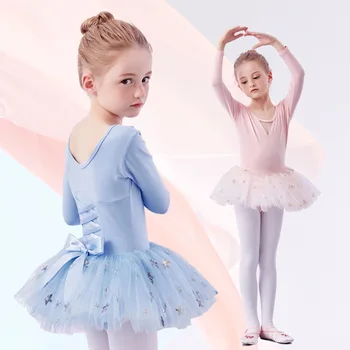 Балетное платье с бантом для девочек, балетная пачка, костюм Лебединого озера, одежда для балерины, одежда для дня рождения, тренировочное трико с юбкой для малышей