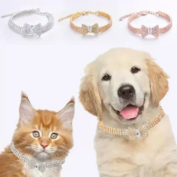 Блестящие жемчужные ошейники для собак и кошек со стразами Жемчужное ожерелье для кошек Регулируемый шейный ремень для маленьких собак Аксессуары для кошек
