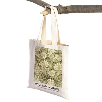 Женские сумки для покупок William Morris Leaf Flower Plant, повседневная холщовая сумка с двойным принтом, Винтажная художественная сумка-тоут, Женская сумка для покупок