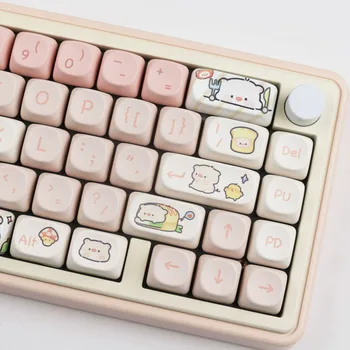 Мультяшный милый розовый поросенок keycap 140 key milk MOA с высокой поперечной осью механическая клавиатура PBT сублимация 68 75 98 S99 104