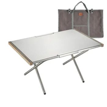 Открытый портативный Большой стальной стол, термостойкий стол для барбекю T-370, складной стол для кемпинга, стол для еды