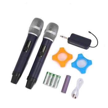 Профессиональные беспроводные микрофоны M-4 UHF для караоке-пения, перезаряжаемый двойной динамический микрофон с приемником Bluetooth