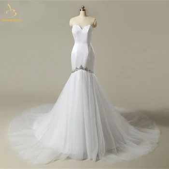 Свадебные платья Русалки Bealegantom 2023, Атласные свадебные платья с кристаллами, расшитые бисером, Vestido De Noiva