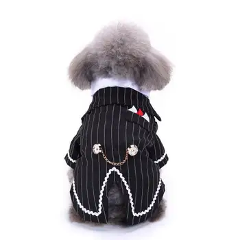 Стильный костюм для собаки, костюм с галстуком-бабочкой, смокинг для щенка, рубашка для косплея на Хэллоуин, День рождения, официальная одежда для домашних животных для маленьких средних собак