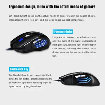 Эргономичная Проводная Игровая Мышь LED 5500 точек на дюйм USB Компьютерная Мышь Gamer RGB Мыши X7 Silent Mause С Кабелем Подсветки Для Портативных ПК
