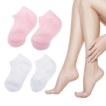 1 пара Отшелушивающих увлажняющих носков для защиты подошв от растрескивания Уход за ногами Мужские Женские силиконовые эластичные носки для СПА домашнего использования