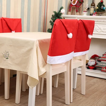 1 шт. Рождественская Шляпа Санта-Клауса, чехол для стула, Рождественское украшение для стола, Новогоднее украшение для дома, Рождественский подарок