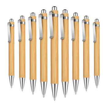 15 штук бамбуковая выдвижная шариковая ручка черные чернила 1 мм ручки для канцелярских товаров бамбуковая шариковая ручка деревянные шариковые ручки