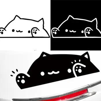 2/4 шт. Наклейки на кузов автомобиля Cat Kawai, Черные/Белые Пластиковые Аксессуары для укладки автомобилей, Наклейка на окно автомобиля, Бампер, Автоаксессуары