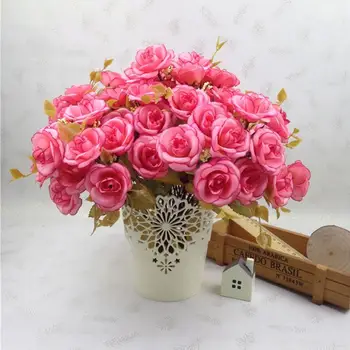 32 см Искусственный Цветок Розы Реалистичный Гибкий 14-Головчатый Искусственный Цветок Шелковая Роза со Стеблем для свадебного домашнего декора искусственные цветы