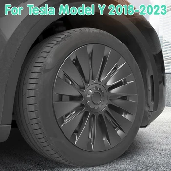 4ШТ Крышка Ступицы Колеса Для Tesla Model Y 2018-2023 ABS Матовая Черная Крышка Ступицы Колеса с Полным Ободом и Защелкивающимися Дизайнерскими Аксессуарами