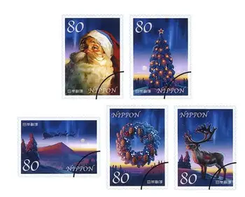 5 шт./Компл. 2010 Почтовые марки Японии Зимние Поздравления С Рождеством Помеченные Почтовые Марки для Коллекционирования G42