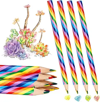 50шт Милый 4-х цветной Концентрический радужный карандаш для учащихся Детская живопись Рисование Граффити Подарочные художественные Школьные принадлежности