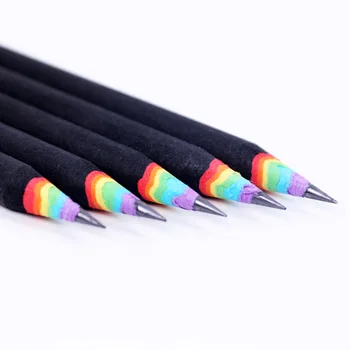 5шт Радужный карандаш 2B карандаш Черно-белый костюм творческая личность студенческий карандаш Радужный карандаш