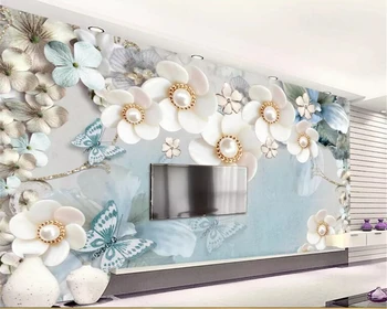 Beibehang фотообои 3D цветы стены Современная мода Ювелирные изделия цветок бабочка декоративная живопись папье-маше 3d обои