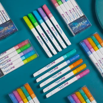 JIANWU, 5 цветов /коробка, Ручка Shining Starlight, Цветные Маркеры для рисования, Маркеры, Художественная Флуоресцентная ручка, Канцелярские Школьные принадлежности