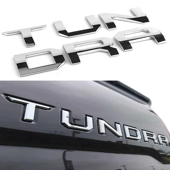 Буквы логотипа, Эмблема, Наклейка 3D для Toyota Tundra, Шильдик на задней двери, Шильдик на заднем багажнике, Серебристо-черный, Автоаксессуары