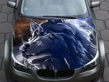 Волчья обертка капота автомобиля, виниловая наклейка на капот, полноцветная графическая наклейка, подходящая для любого автомобиля