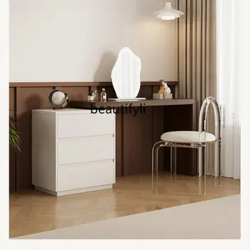 Итальянский минималистичный комод, встроенный столик для макияжа в спальне, комбинированная задняя бабка для хранения мебели в кремовом стиле