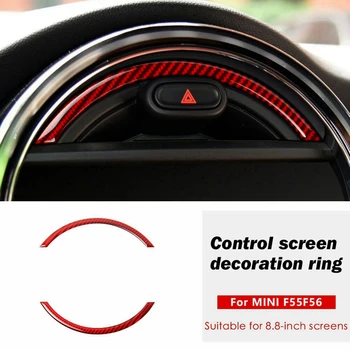 Красная рамка из настоящего углеродного волокна для навигационного экрана консоли Mini Cooper F55 F56