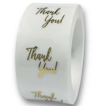 Круглая Золотая фольга толщиной 1 дюйм Спасибо за Ваш заказ наклейки прозрачные Свадебные Красивые подарочные карты Наклейки для запечатывания конвертов