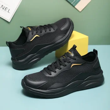 Мужская обувь, Новинка 2024 года, Сетчатые кроссовки Для бега, Дышащие и модные Легкие Черные Прогулочные кроссовки Tenis, Zapatillas Белого цвета