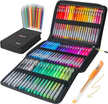 Набор Гелевых ручек с блестками в 120 упаковках, Ручки 60 Цветов, в том числе 48 Ручек с блестками, 12 Классических Ручек С 60 Заправками соответствующего цвета, Холщовая сумка