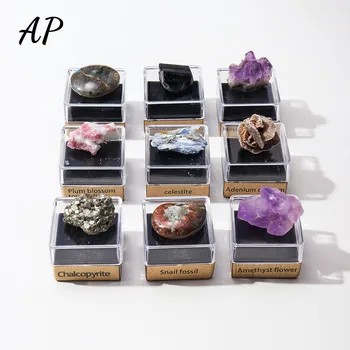 Набор из натурального хрусталя необработанный кварц, камень энергии здоровья, аметистовая гроздь, коллекция образцов минералов, подарочная коробка