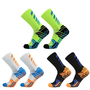 Новые футбольные носки со стрелкой на пятке, силиконовая присоска, нескользящие футбольные носки, спортивные мужские и женские баскетбольные футбольные носки