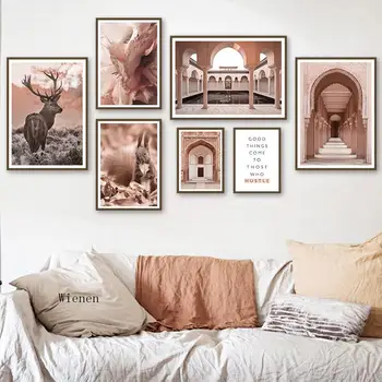 Плакаты и принты с изображением осеннего пейзажа с лосями и белками, стены религиозных зданий, холст, картины для декора гостиной