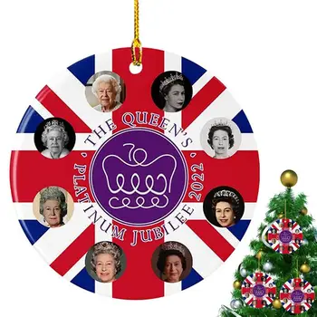Платиновый Юбилейный Кулон королевы Елизаветы II 1952-2022, Ее Величество Королева, Деревянное Подвесное Украшение, Украшения для Рождественской Елки