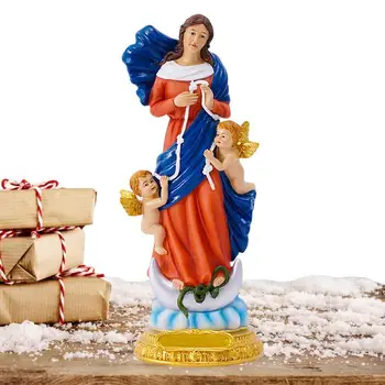 Полноцветная статуэтка Марии, Статуэтка Мирной Девы Марии с ангелами, украшение для тематической вечеринки Для подставки под телевизор, прикроватного обеденного стола