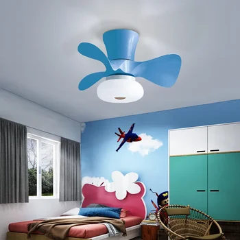 Потолочный вентилятор Nordic с дистанционным управлением, белый/ черный / желтый /деревянный /синий Светодиодное освещение для спальни и столовой бесплатная доставка