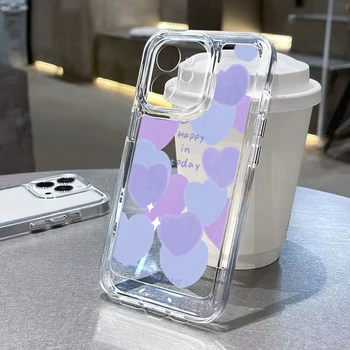 Розовый Чехол Love Heart Для iPhone 11 12 13 14 Pro Max Cases Цветочный Бампер iPhone11 XR X XS Max 7 8 14 Plus SE 2022 2020 Чехол-Накладка