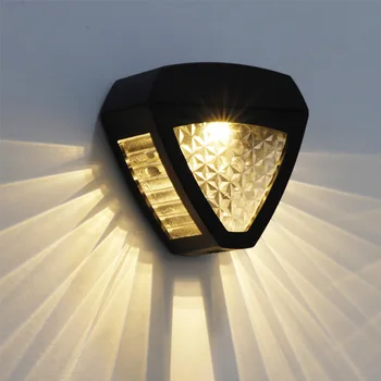 Светодиодный Солнечный свет Наружное водонепроницаемое настенное освещение Лампа на солнечных батареях Настенные светильники для садового ограждения Лестничный декор Светодиодный уличный фонарь