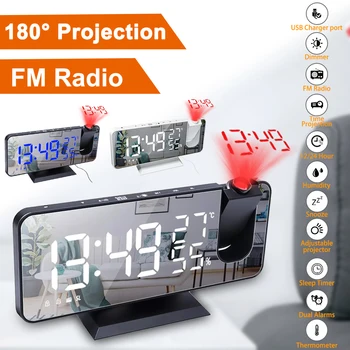 Светодиодный Цифровой Проекционный Будильник Настольный Электронный Будильник с USB Wake Up FM-Радио Проектор Времени Прикроватные Часы для спальни