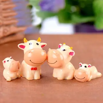 Семейство коров, статуя коровы, креативная мультяшная модель милого животного, Мини-нетоксичная миниатюрная фигурка, микро-пейзаж