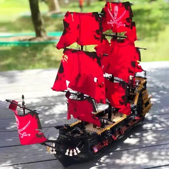 Строительные блоки корабля MOL KING Pirates, модель корабля Red Queen, модель Corsair, модель Creative Expert, Игрушки для детей, подарок на День рождения MOC
