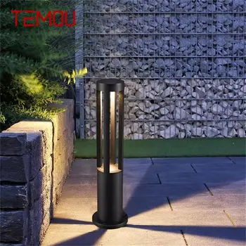Уличный газонный светильник TEMOU Black Современный светодиодный водонепроницаемый для дома, виллы, дорожки, сада