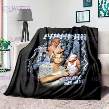 Фланелевое одеяло в стиле хип-хоп с принтом певца Эминема, переносное одеяло для дома, офиса, дивана, одеяло для путешествий, подарок на день рождения