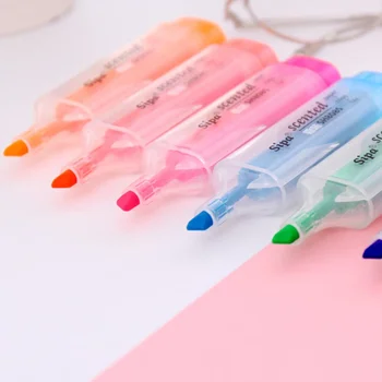 Флуоресцентные маркеры-хайлайтеры, ручка, ароматизированные маркеры ярких цветов, школьные принадлежности большой емкости, японские канцелярские принадлежности
