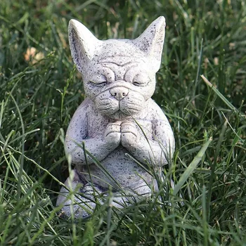 Французский бульдог, медитирующая статуя, Статуя собаки из смолы, Будда, медитирующий Бульдог, орнамент из смолы, украшение для бульдога для йоги