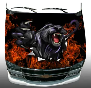 Черная Пантера разрыв пламя огненный Капюшон Обертывание Наклейка Виниловая Наклейка с изображением