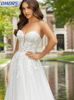 Элегантное Свадебное платье в стиле Бохо с аппликацией 2024, Изящное Тюлевое платье невесты, Изящный Халат невесты без рукавов, Vestidos De Novia